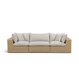 Cali 120-inch performance fabric sofa high-angle layout view