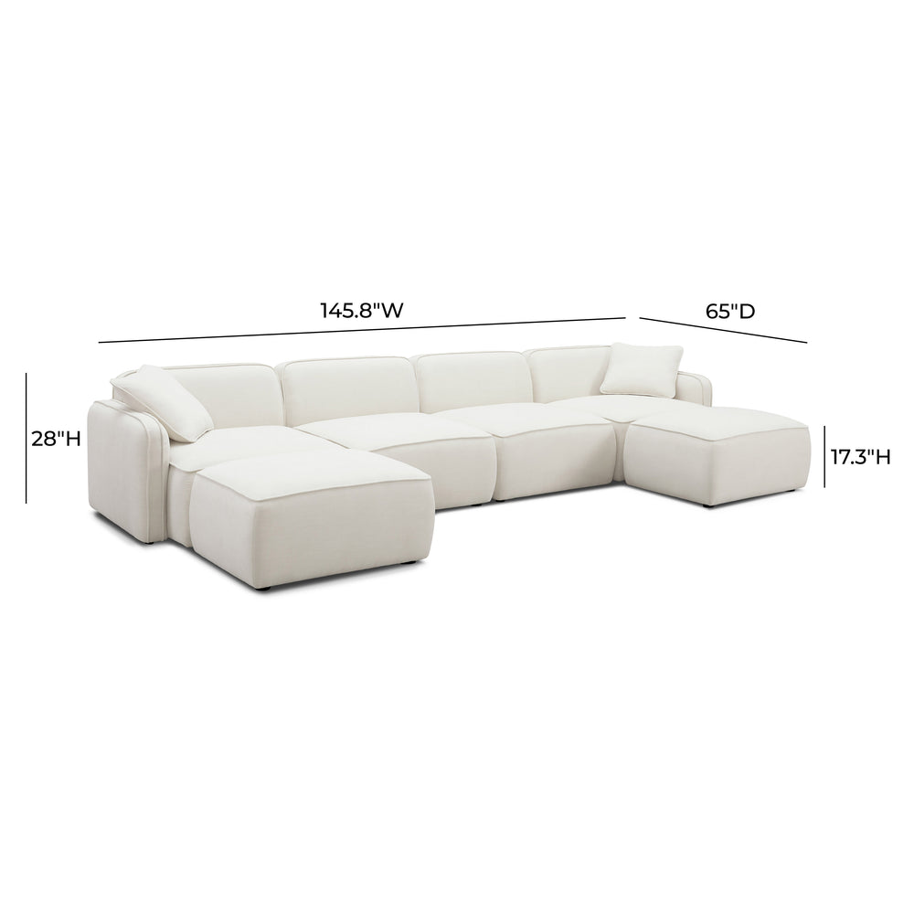 Travie 6-Piece Sand Upcycled Linen Modular U-Sectional dimensions