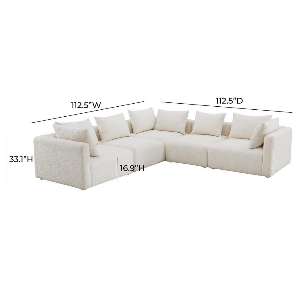 Hangover 5-Piece Cream Boucle Modular L-Sectional dimensions