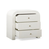 Close-up of upper curved architectural arch on Hump 3-drawer chest
