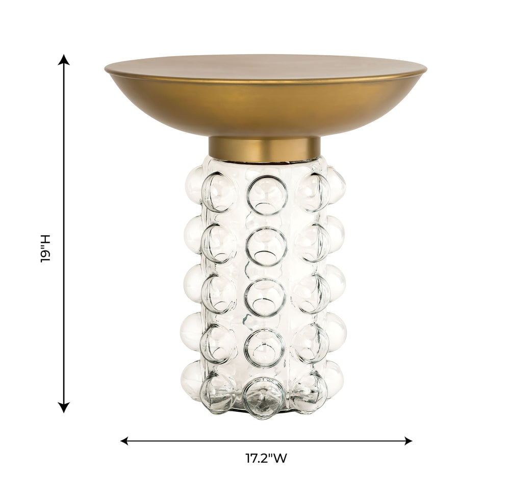 Bubble Glass and Brass Side Table dimensions