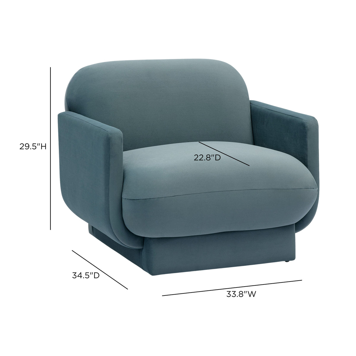 Azalea Performance Velvet Accent Chair studio cutout on white background