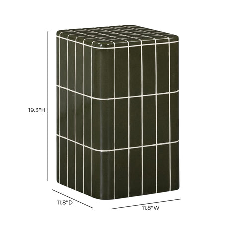 Forest green Tatiana concrete side table detailed grid texture close-up