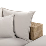 Cali 4-Piece Performance Fabric and Wicker Outdoor Sectional zipper enclosure detail on cushion cover
