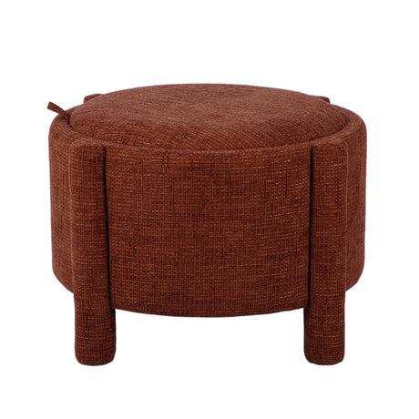Bellamy Railroad Chenille Storage Stool in Brown angled side profile