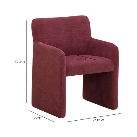 Crawley dining armchair profile showcasing organic sculptural curves and volume