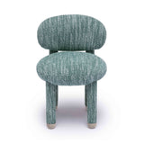 Manu Performance Fabric Side Chair detail of chunky fully upholstered leg joints