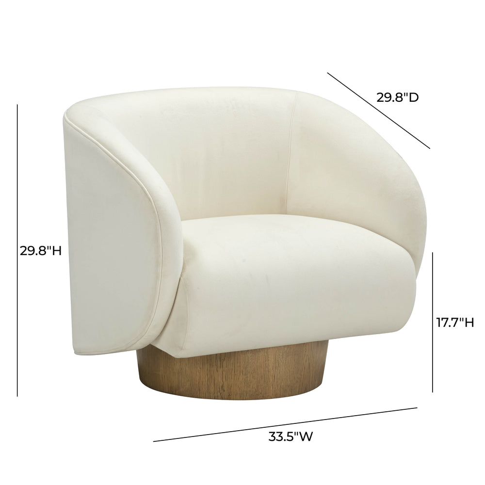 Presley Cream Velvet Swivel Accent Chair dimensions