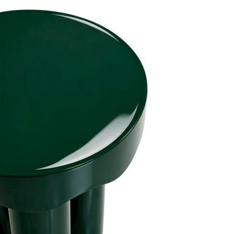 Side profile highlighting the high-gloss lacquered curved pedestal of the Casper table set