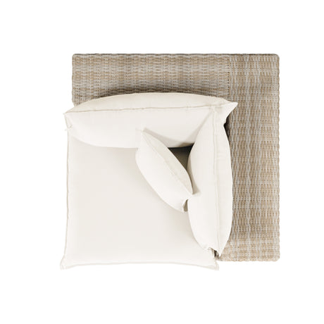 Water droplet repelling test shown on Cali outdoor performance fabric cushion
