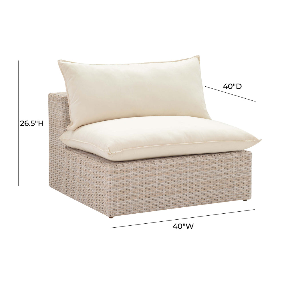 Cali Natural Wicker Outdoor Armless Chair dimensions