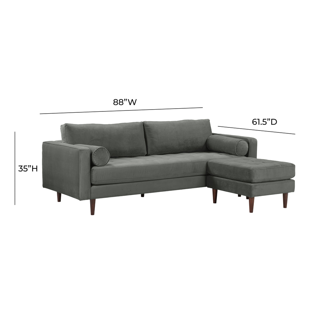 Cave 2-Piece Velvet Sectional dimensions