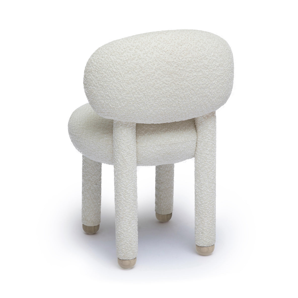 Manu Performance Fabric Side Chair corner view illustrating chunky rounded legs