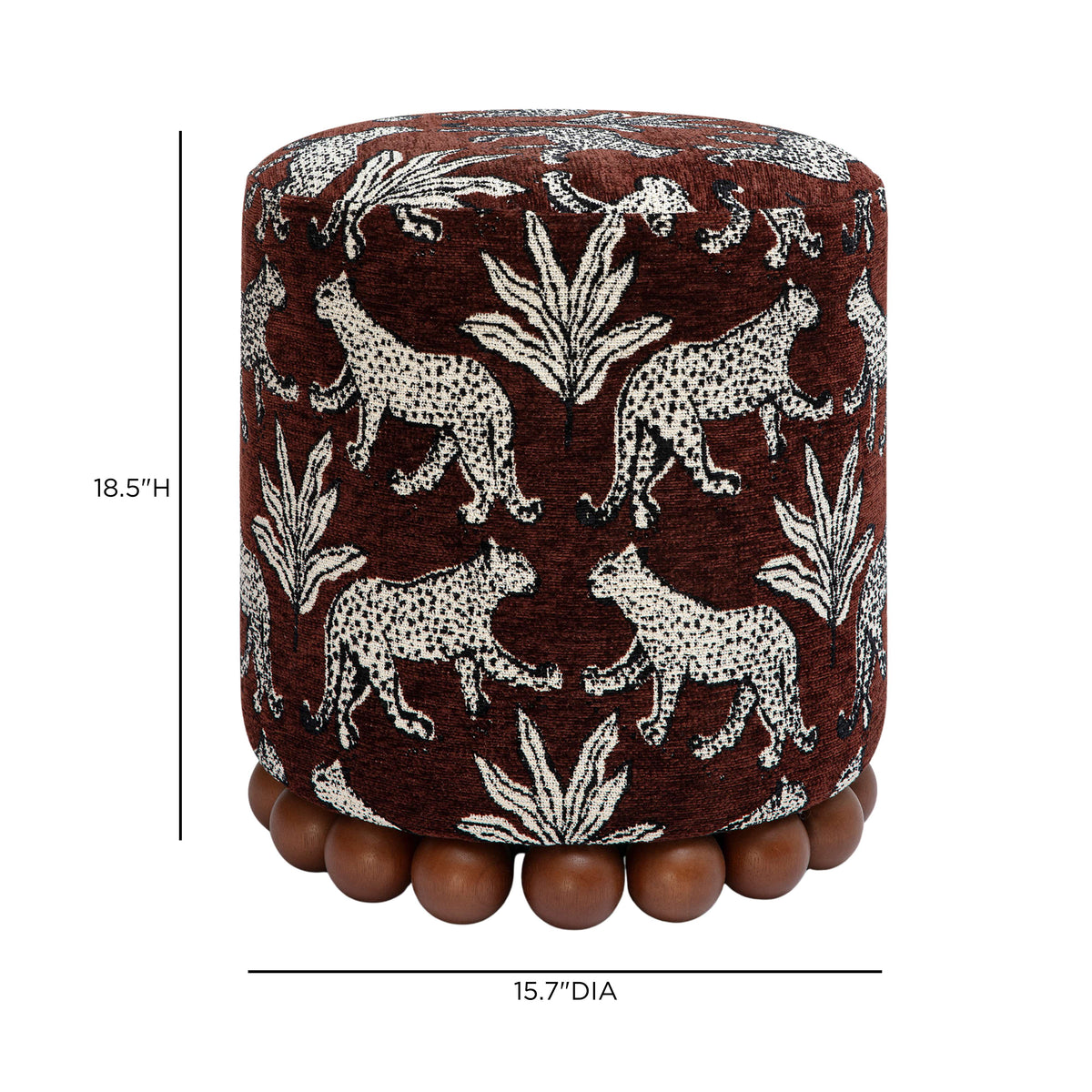 Dex round fabric ottoman showing smooth perimeter seams
