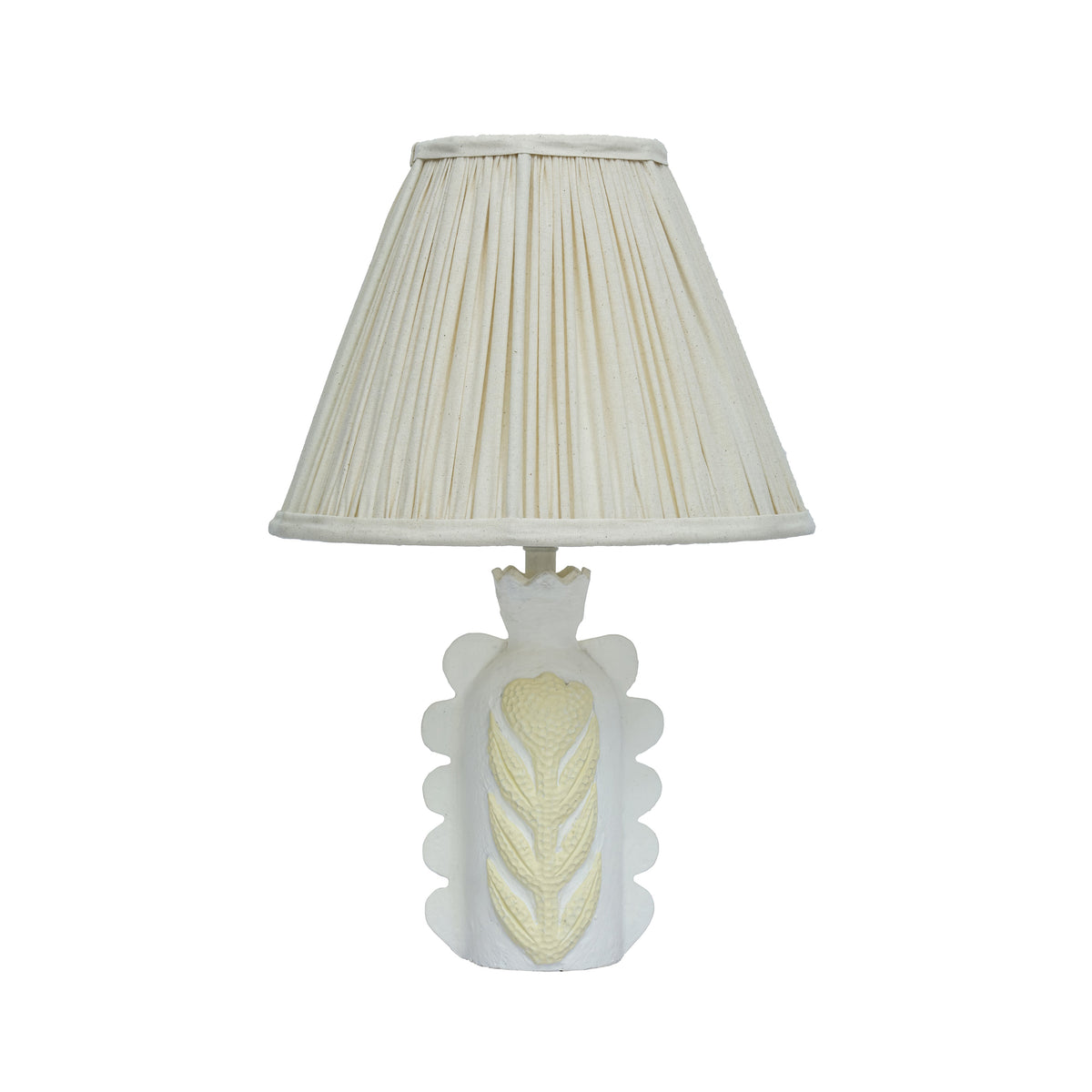 Edith Scalloped Papier Mache Flower Pleated Table Lamp - View 1