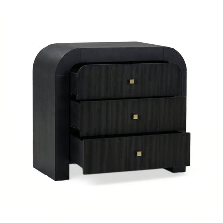 Hump 38-Inch Arched 3-Drawer Bedside Chest in natural wood tone finish