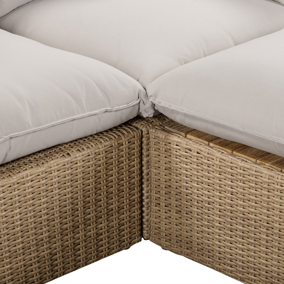 Cali 4-Piece Performance Fabric and Wicker Outdoor Sectional seat cushion foam resilience showcase