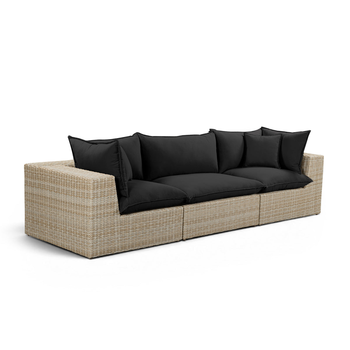 Cali outdoor sofa synthetic wicker bottom frame view