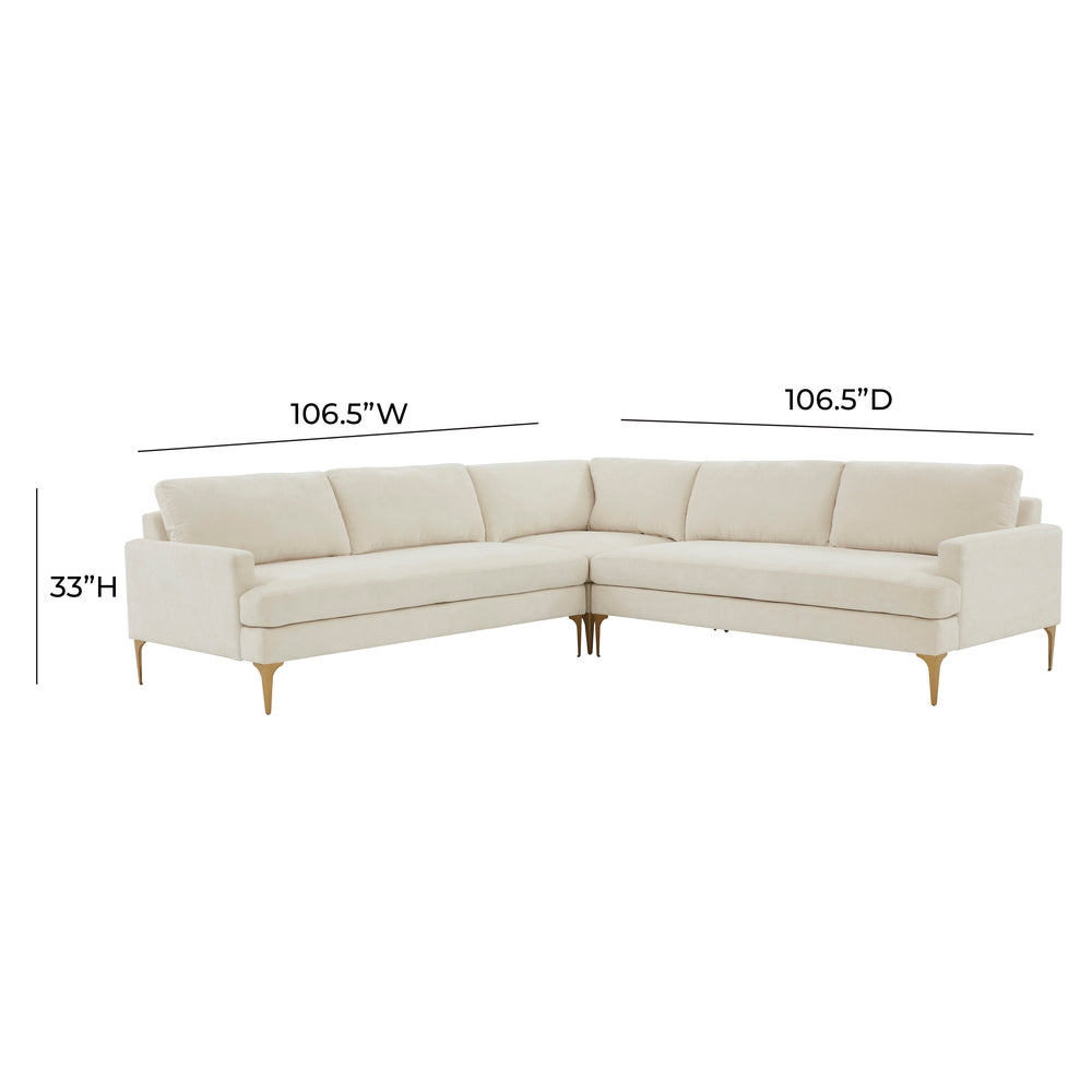 Serena 3-Piece Velvet L-Sectional dimensions