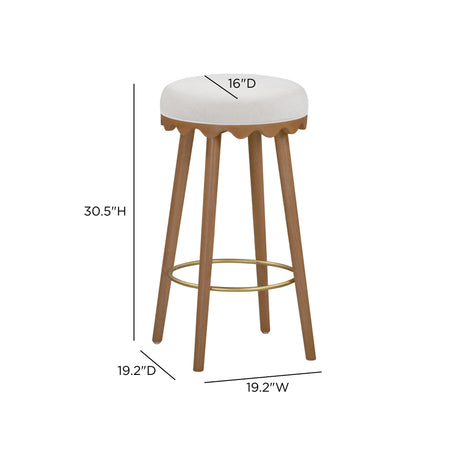 Oodle Performance Vegan Mohair Bar and Counter Stool base perimeter scalloped accent detail