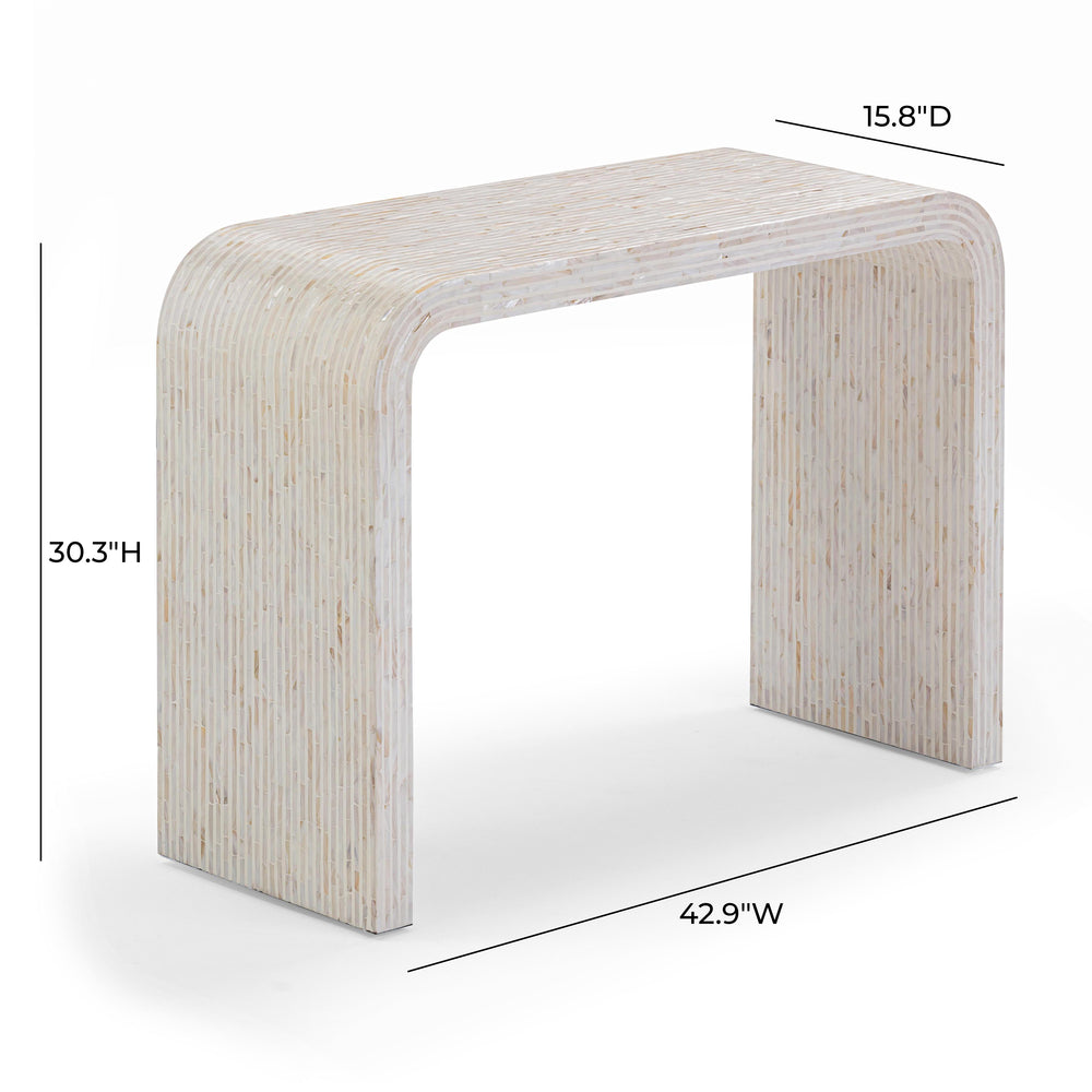 Opus 43" Cream Capiz Shell Console Table dimensions