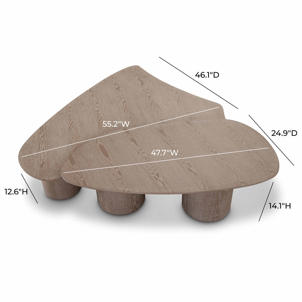 Rhema 2-Piece Washed Ash Nesting Coffee Table Set dimensions