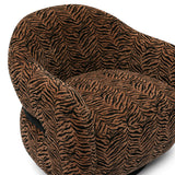 Close-up detail of FOAK Salma swivel chair premium textured fabric upholstery