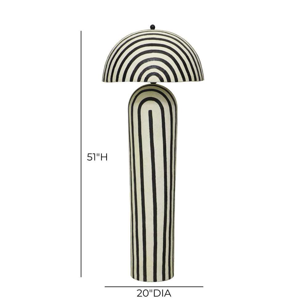 Maiori Black Striped Papier Mache Floor Lamp dimensions