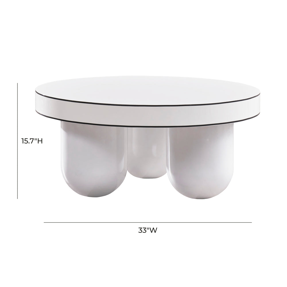 Jasper 33" White Glossy Round Coffee Table dimensions