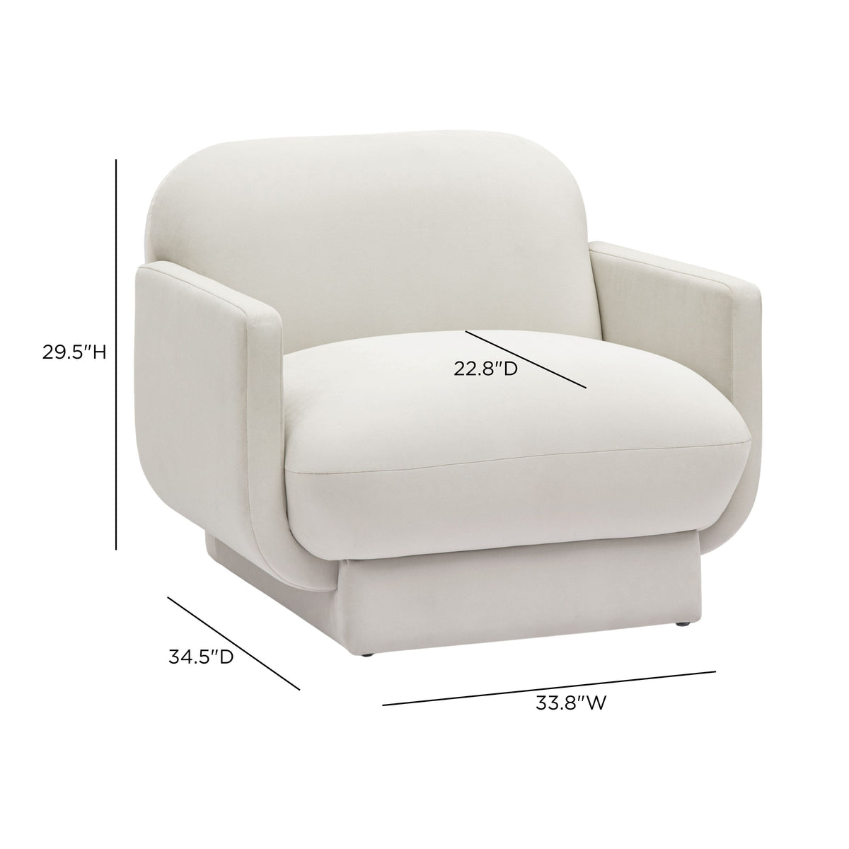 Top-down angle of deep seat cushion on Azalea Performance Velvet Accent Chair
