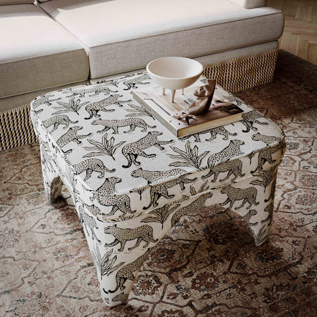 Raji Leopard Performance Jacquard Ottoman - View 8