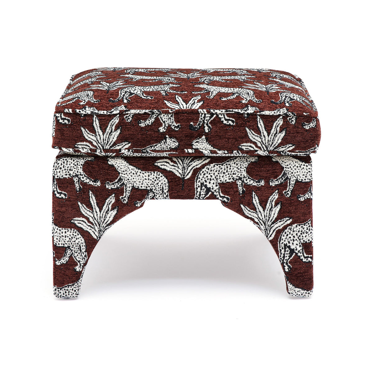 Raji Leopard Performance Jacquard Ottoman - View 2
