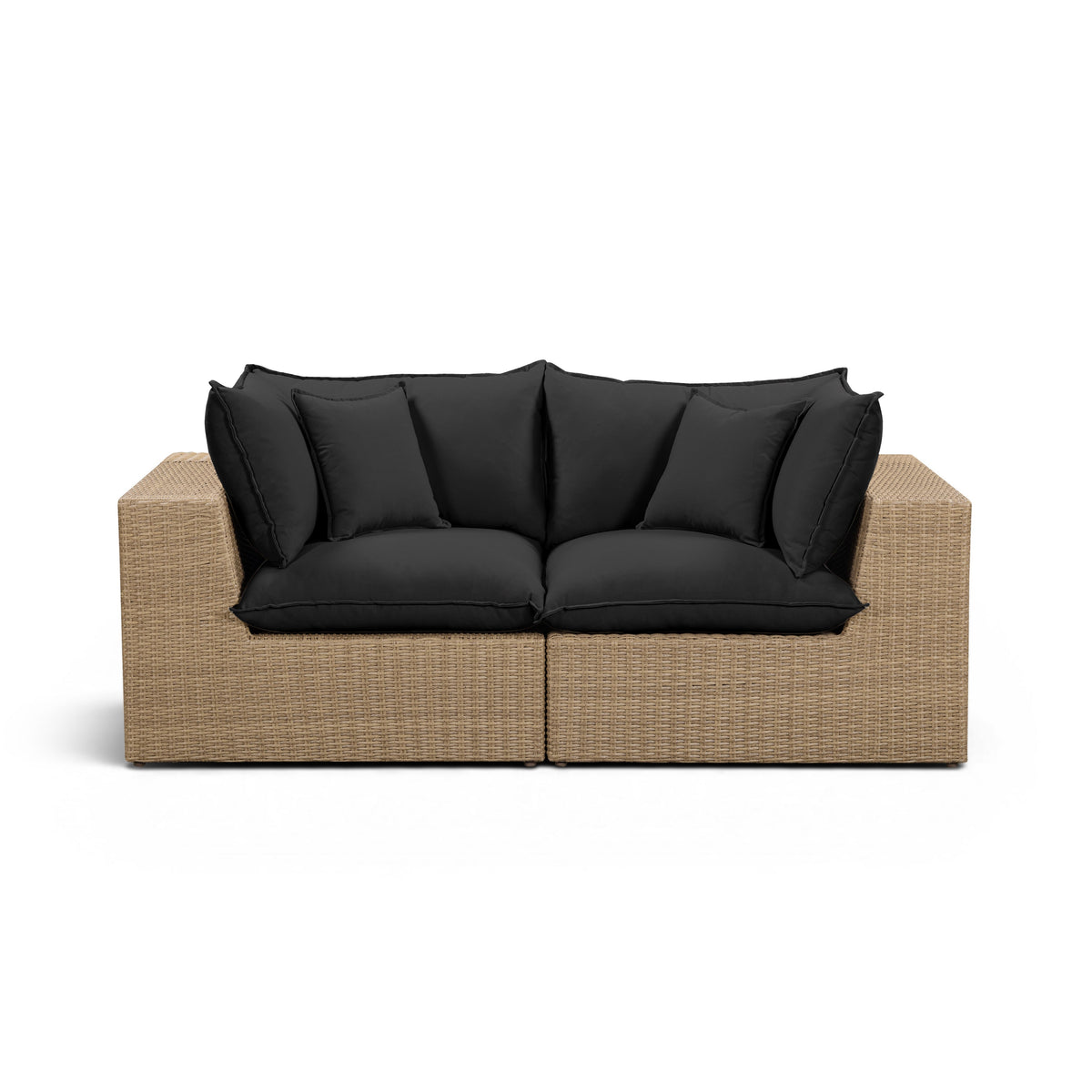 Cali 80-inch outdoor loveseat isolated against white studio backdrop