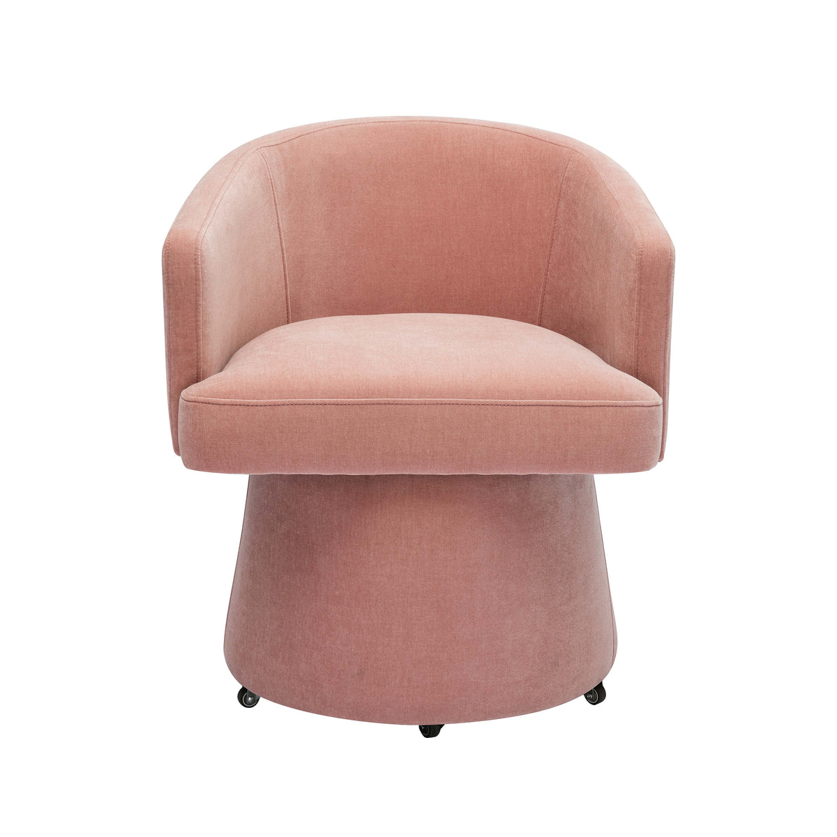 Kristen Rolling Desk Chair in Off-White rear view showing curved back
