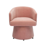 Kristen Rolling Desk Chair in Off-White rear view showing curved back
