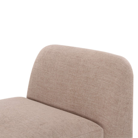 Tan Gorge armless chair fabric weave and tailored seam close-up