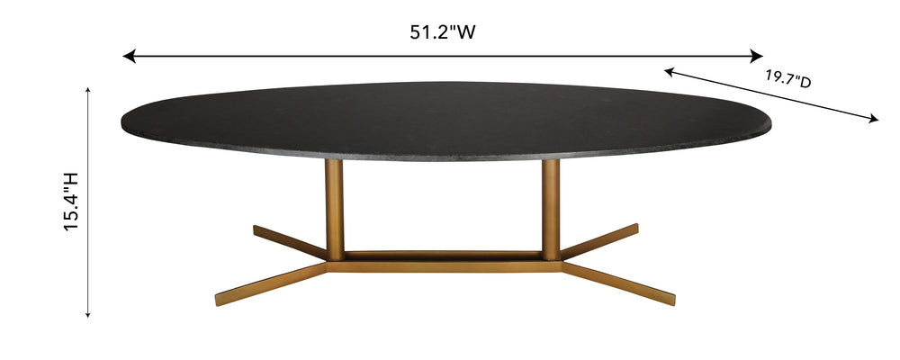 Gemma 51" Black Marble Coffee Table dimensions