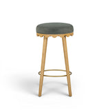Oodle Performance Vegan Mohair Bar and Counter Stool low angle view displaying solid base structure