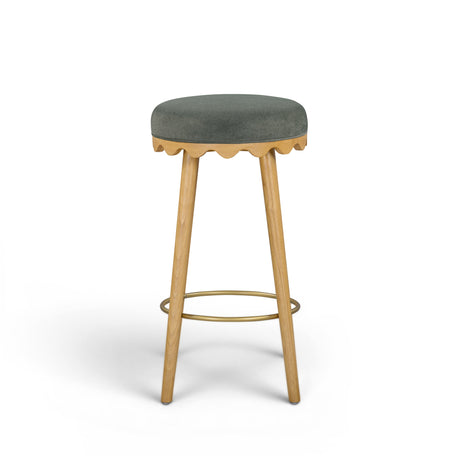 Oodle Performance Vegan Mohair Bar and Counter Stool low angle view displaying solid base structure