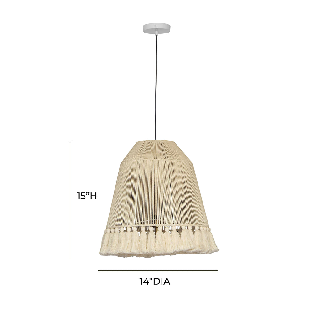 Helen White Cotton Tasseled Pendant Lamp dimensions