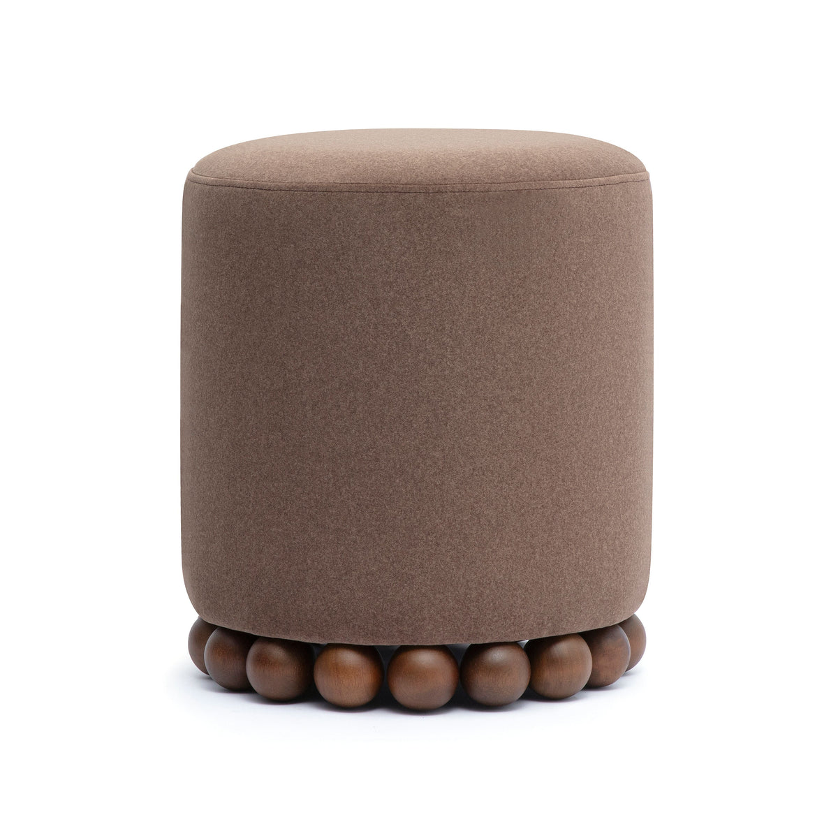 Dex circular footrest showing stable wood base construction