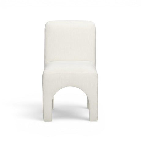 Tomlin Performance Chenille Dining Chair in Cream back view of curved backrest