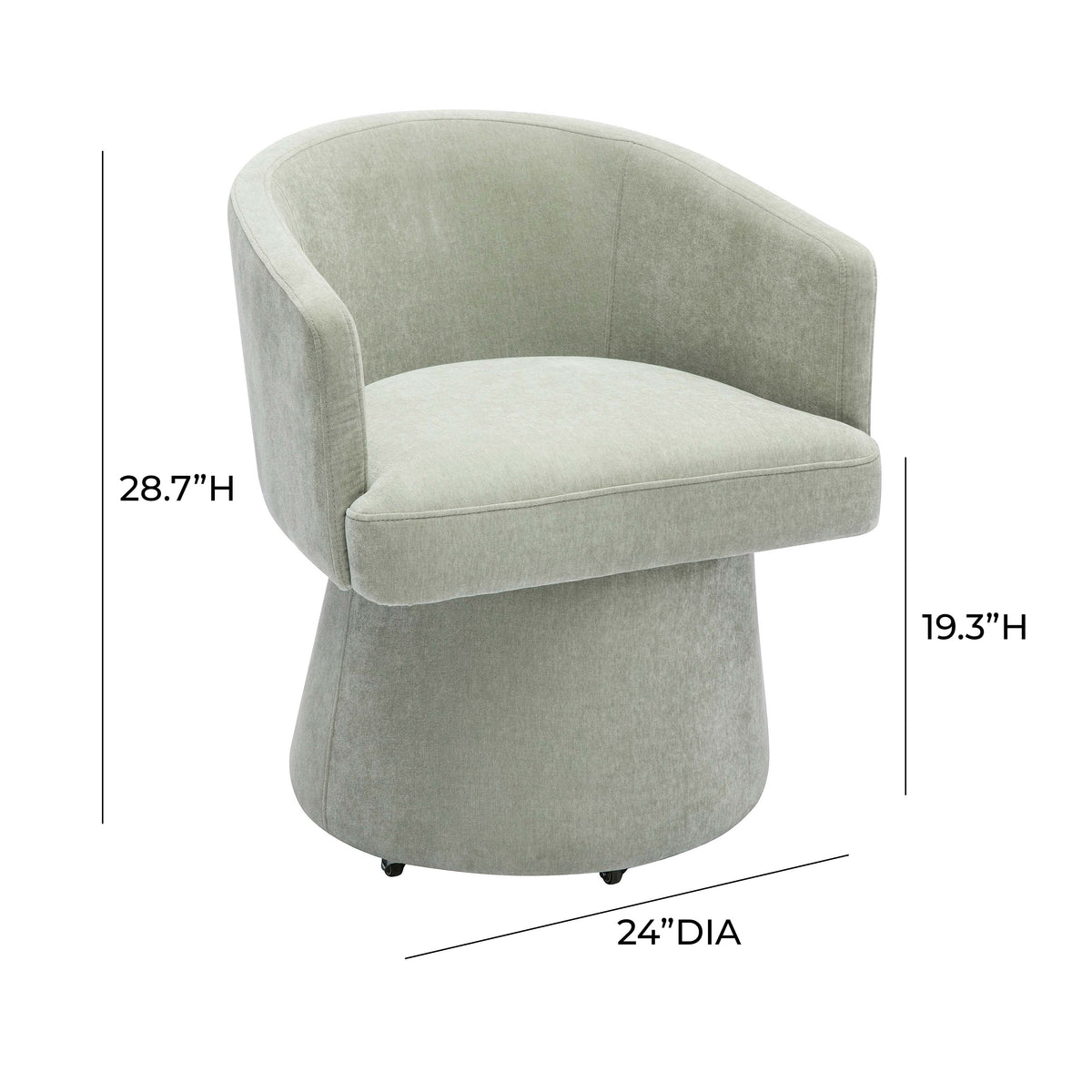 Kristen Rolling Desk Chair in Cream side profile contour