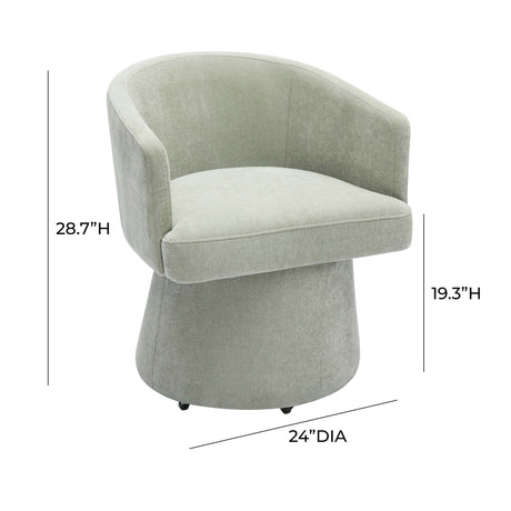 Kristen Rolling Desk Chair in Cream side profile contour