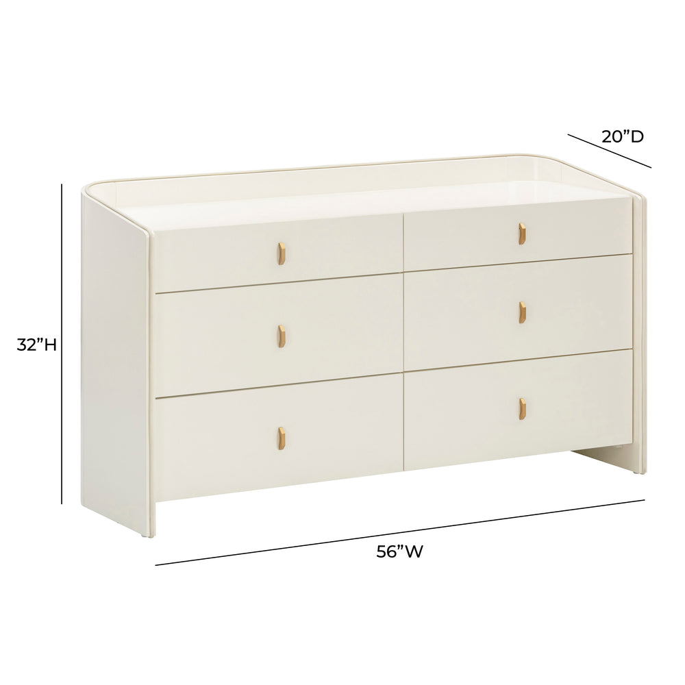 Collins 56" Cream 6-Drawer Dresser dimensions
