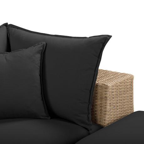 Cali 4-Piece Performance Fabric and Wicker Outdoor Sectional Grey and Brown contemporary courtyard