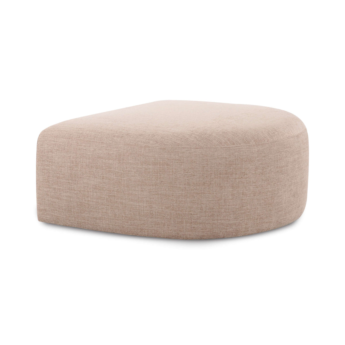 Gorge ottoman functioning as a central cocktail table footrest in a contemporary lounge