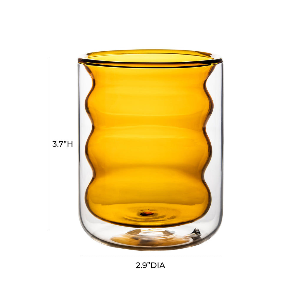 Waves Water Glass - Set of 4 dimensions