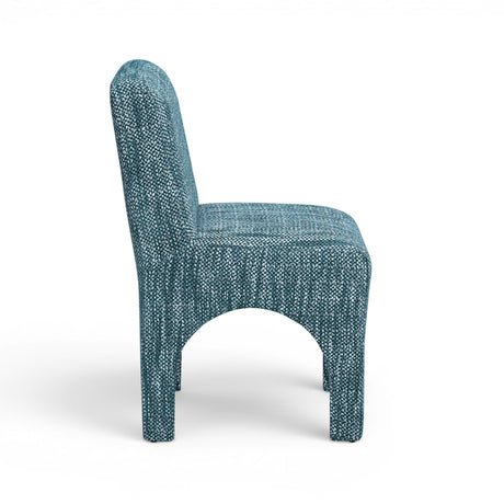 Overhead top-down perspective of cushioned seat on Tomlin dining chair