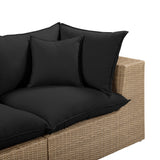 Cali outdoor sofa synthetic wicker close up cross weave